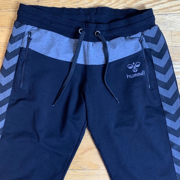 Hummel Athletic Track Pants Black Grey Straight Leg Cotton Blend Women’s Small - Picture 5 of 13